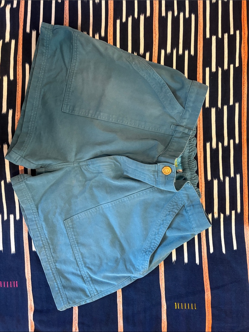 Casual Teal Women's Bermuda Shorts with Front Patch Pockets